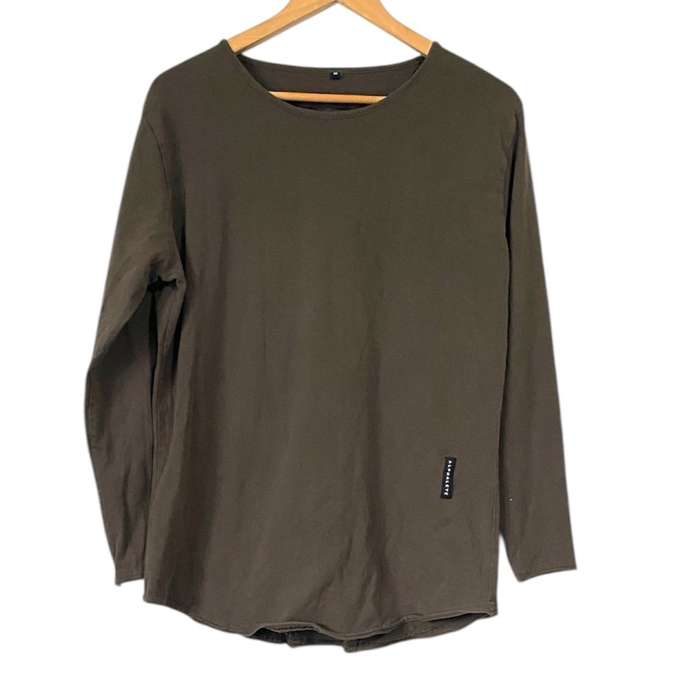 Alphalete Long Sleeve brown round neck Shirt workout athletic medium